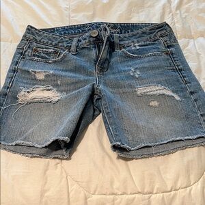 American Eagle Outfitters Light Blue Distressed Denim Shorts